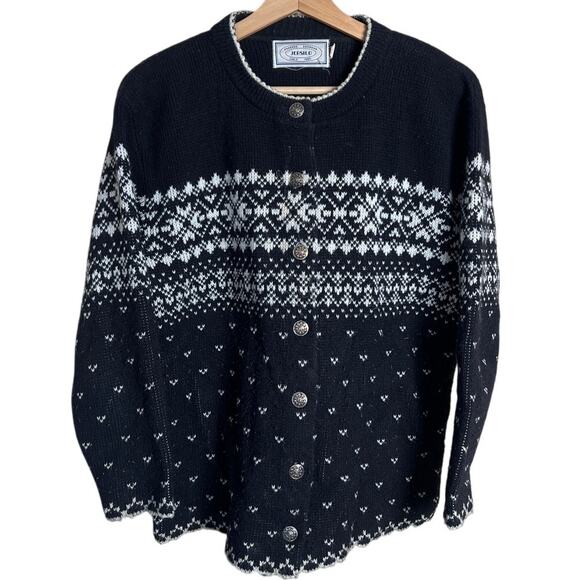 Jersild Brand Holiday Cardigan Button Front Long Sleeve Sweater Size 40 - Picture 1 of 7